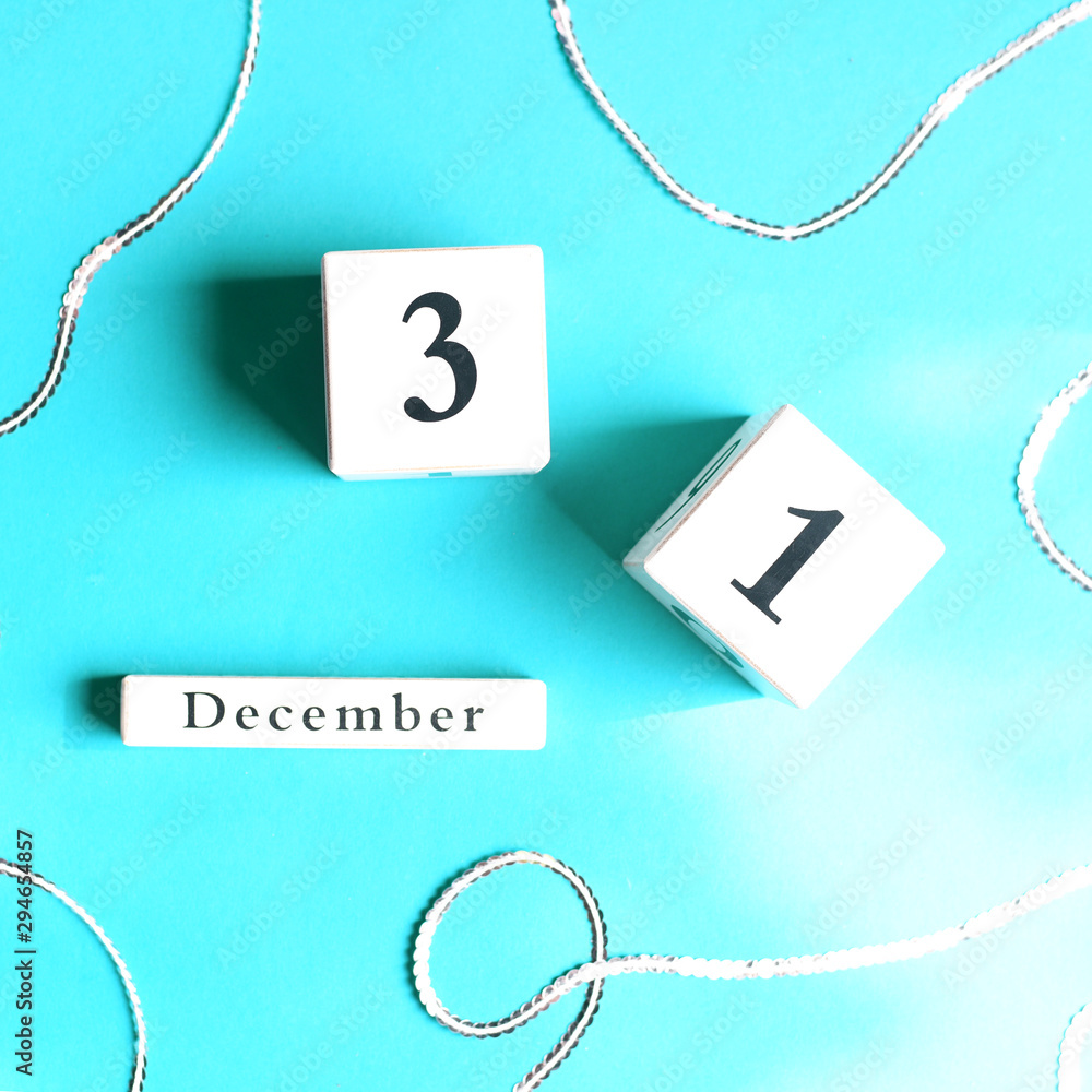 Cubes with a festive date on December 31th. Cubes with a festive date on December 31th.