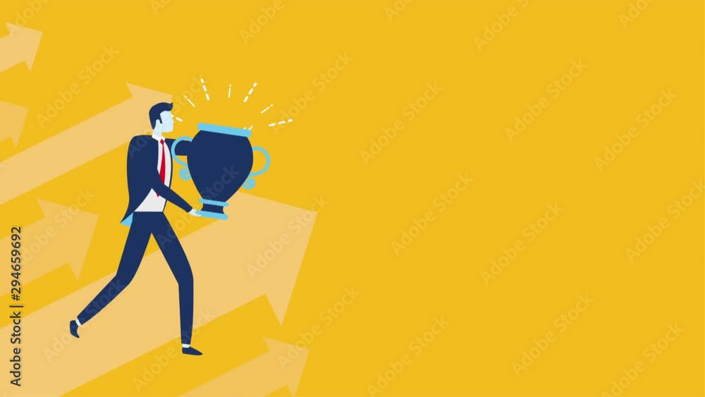 businessman worker lifting trophy animation businessman worker lifting trophy animation