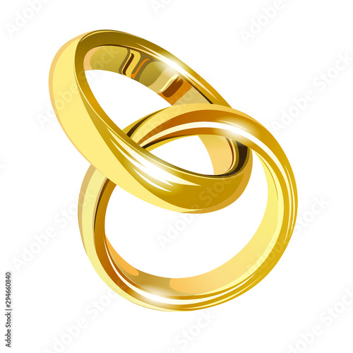 Wedding gold rings isolated on white