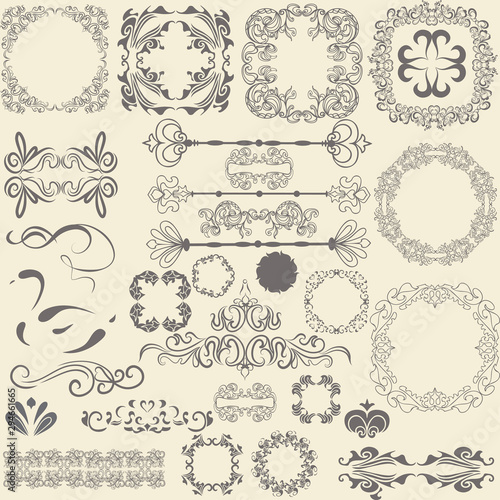 Set of vintage stylish frames for typography,,monograms, invitations, frames, menus, labels and websites, catalogs and brochures of cafes, boutiques