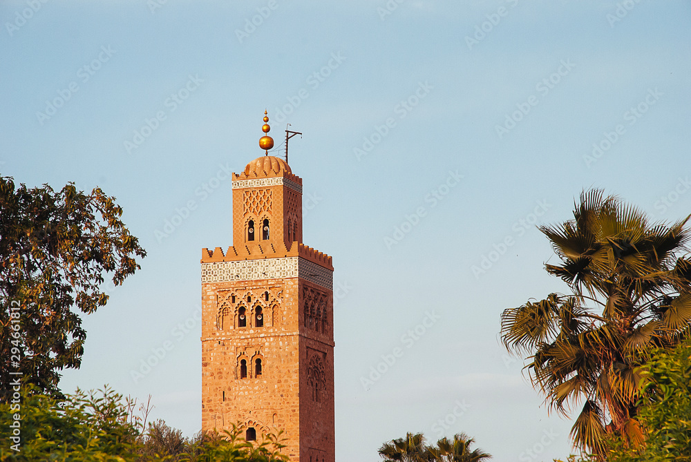 Prayer mosque Koutoubia in Marrakesh, Morocco, Africa