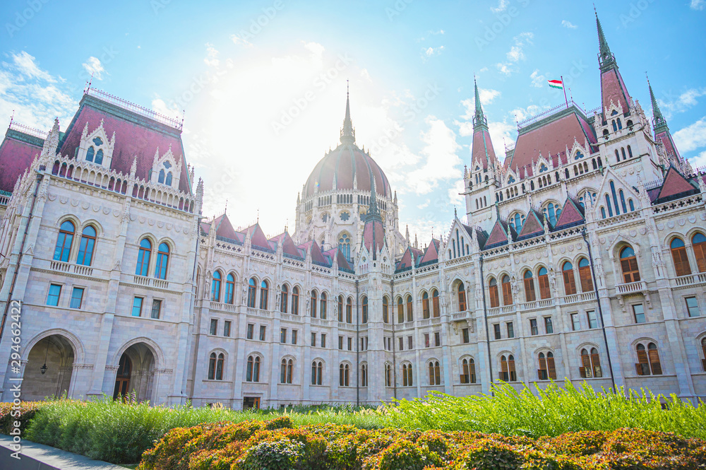 Famous Parliament building in Budapest, hungary. Budapest One of the most beautiful buildings in the Hungarian capital. Tourist attraction and travel destination. 
