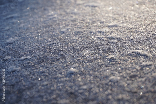 Background. Smooth Metallic Surface Covered With Thick Frost