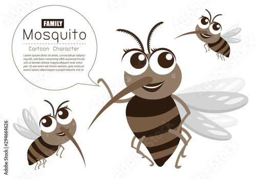 Vector Mosquito Family Cartoon Character design; Cute style concept.
