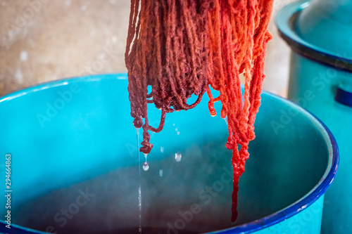 Traditional natural dying in Oaxaca, Mexico photo
