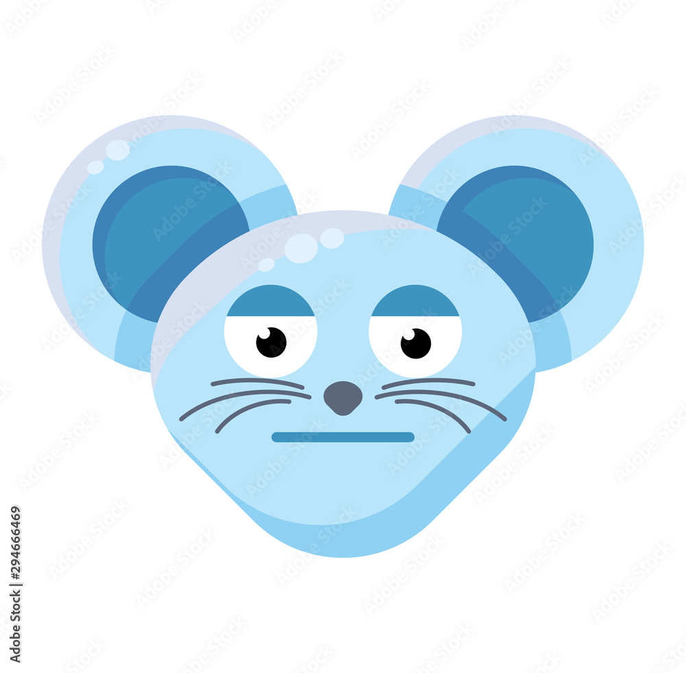 Fototapeta premium Mouse face bored emoticon flat sticker