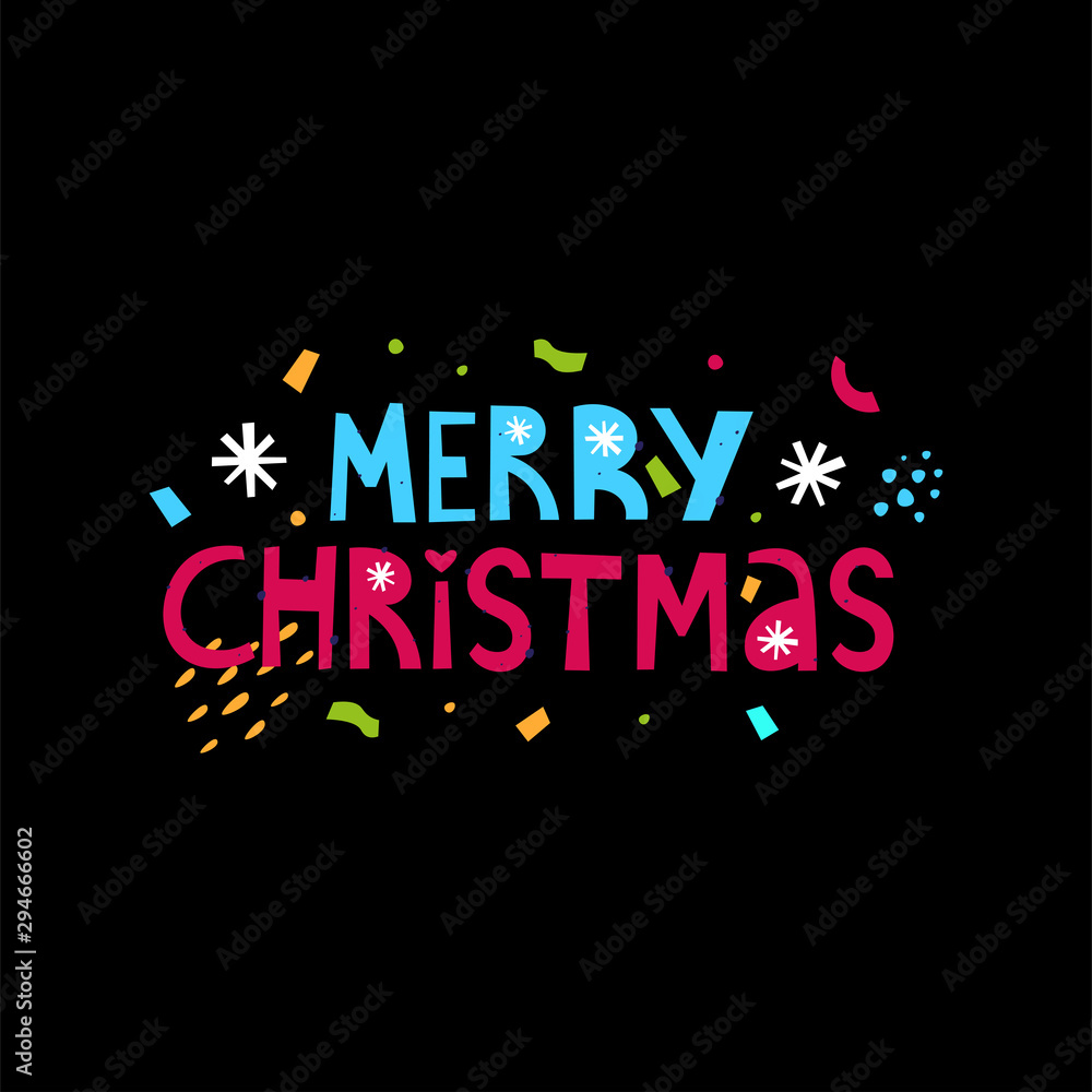 Merry christmas text. Lettering design card template