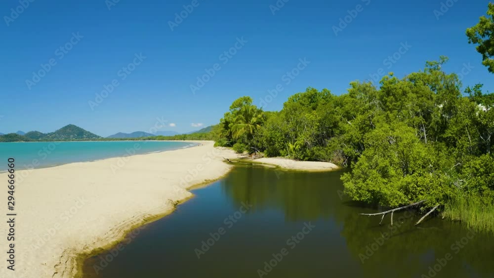 Aerial, view on huge beach and australian coastline in Palm Cove, Cairns in Queensland, Australia Aerial, view on huge beach and australian coastline in Palm Cove, Cairns in Queensland, Australia