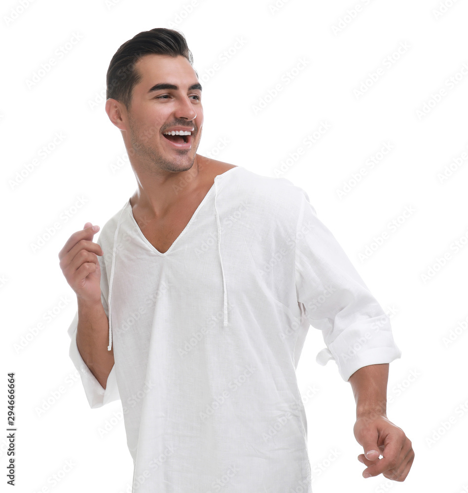 Portrait of handsome young man on white background Portrait of handsome young man on white background