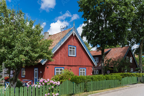 Traditional wooden house on Curonian Spit village Nida; Lithuania