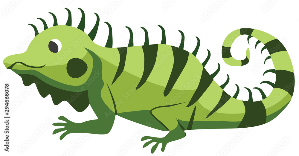 Fototapeta premium Cartoon iguana flat vector illustration