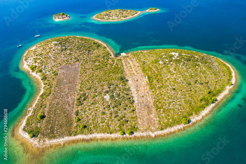 Panoramic view of the amazing heart shaped island of Galesnjak near Zadar in Dalmatia, Croatia photo