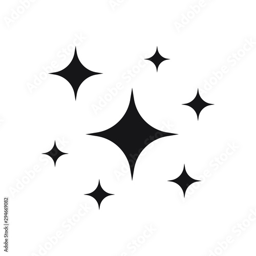 Shining stars on white background, sign of purity and gloss. Vector illustration isolated on white background.