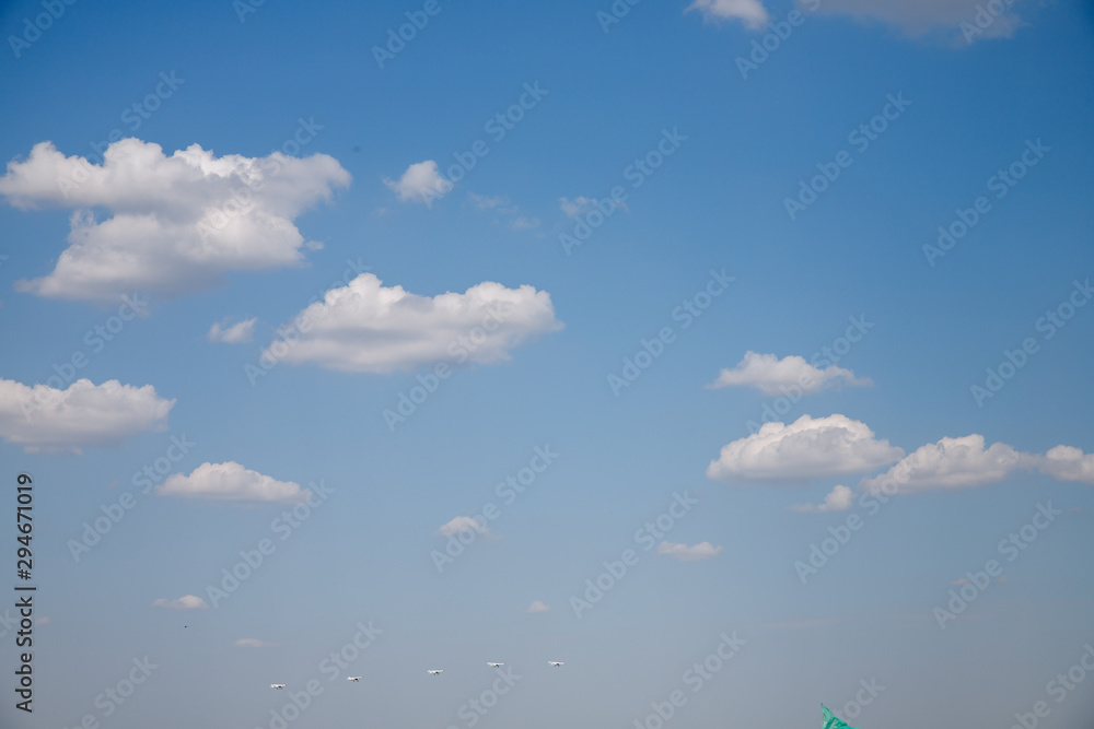 The plane makes a maneuver. Airplane in the sky - Passenger Airliner / aircraft The plane makes a maneuver. Airplane in the sky - Passenger Airliner / aircraft