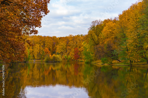 autumn landscape with lake and trees