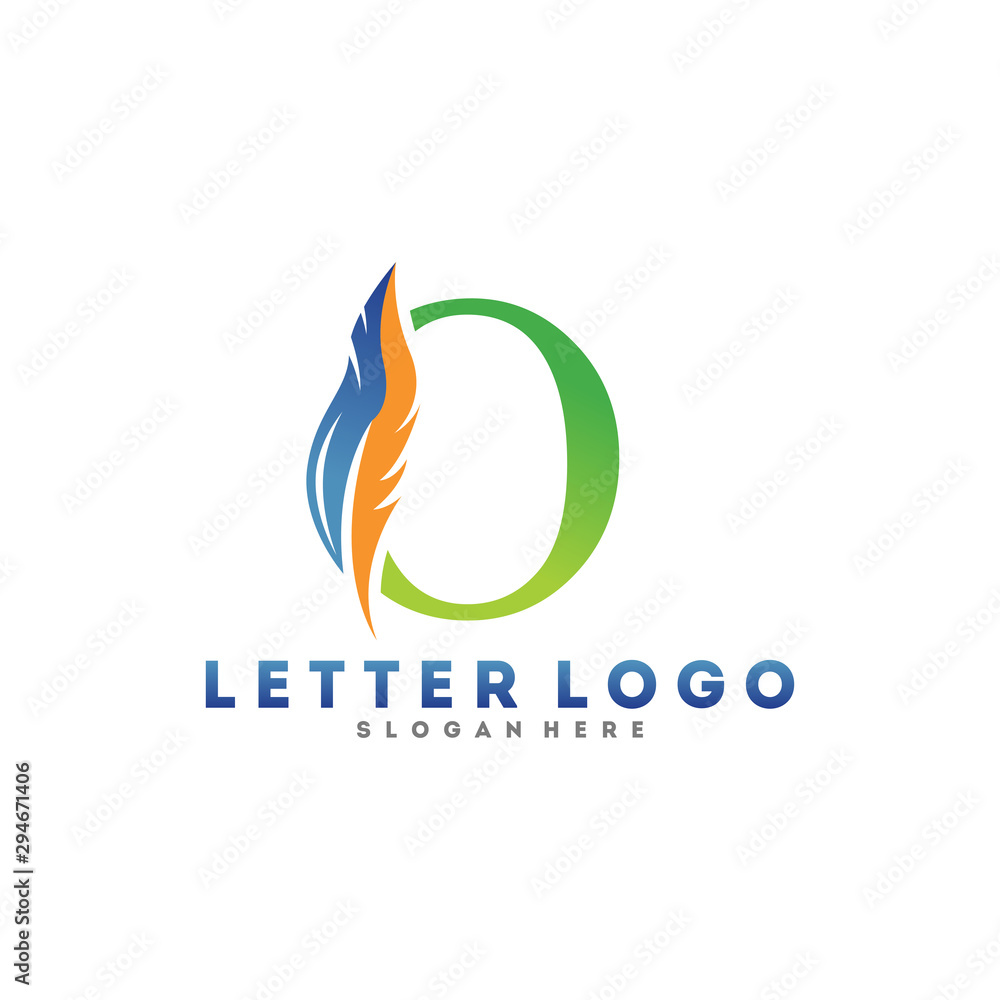 Initial letter O logo with Feather modern minimalist Luxury. Initial letter O logo with Feather modern minimalist Luxury.