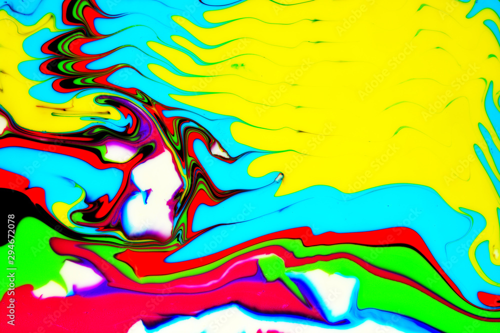 Fototapeta premium Abstract painting technique Ebru .Turkish style Ebru on the water with acrylic paints press waves.Modern art marble liquid texture