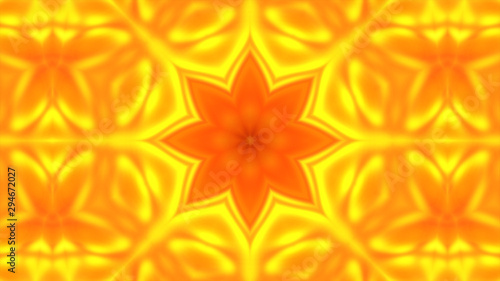 Gold kaleidoscope flower patterns, Abstract background animation 3D rendering