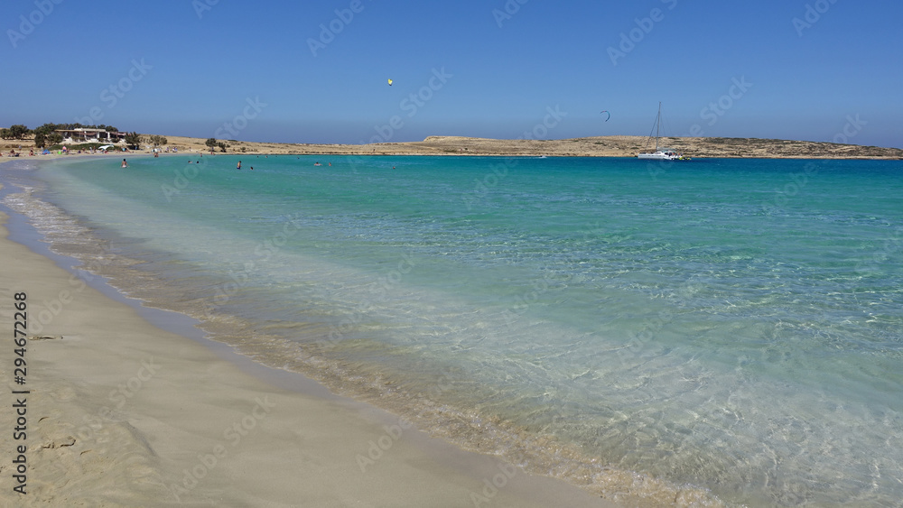 Famous sandy turquoise beach of Pori in Koufonisi island, Small Cyclades, Greece