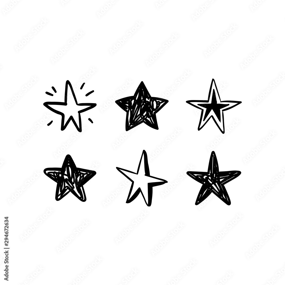 Star doodles collection. Hand drawn stars set. Cute vector sketches. Star doodles collection. Hand drawn stars set. Cute vector sketches.