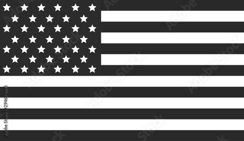 Flag of United States of America USA with black and white colors
