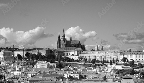 A view from above of the center of Prague. The main tourist attractions.