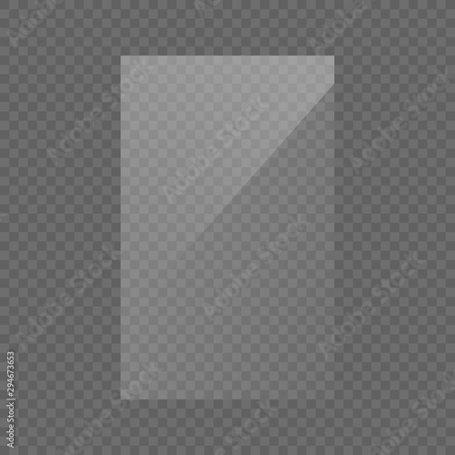 The rectangle glass plate, mirror, windows. Glass Plates Or Banners Isolated On Transparent Background. Light effect for a picture or a mirror