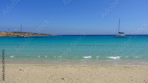 Famous sandy turquoise beach of Pori in Koufonisi island  Small Cyclades  Greece