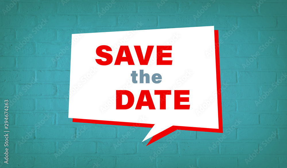 Obraz premium 煉瓦の壁にSAVE the DATE の文字