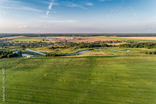 Agricultural fields, countryside. A shot from above.