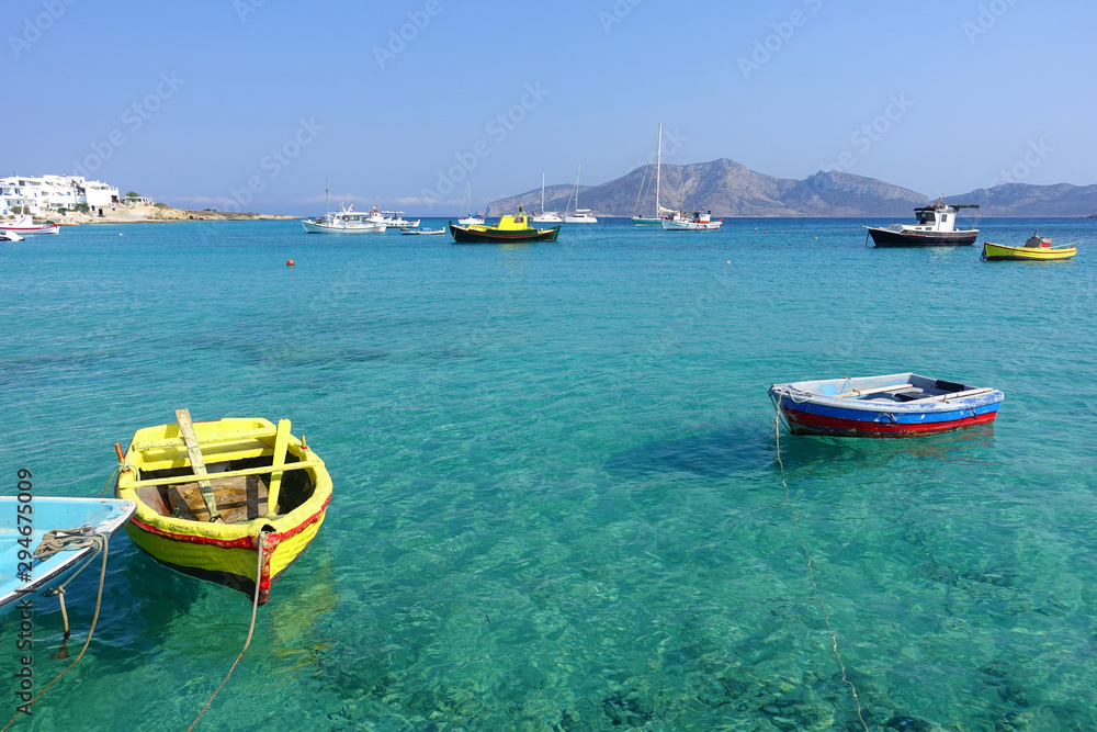 Amazing Ammos sandy turquoise beach of Ano Koufonissi island, Small Cyclades, Greece