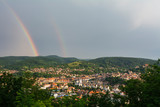 Beautiful rainbow at Sighisoara,Transylvania,Mures County,Romania