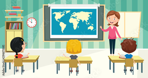 Little Students Studying Geography