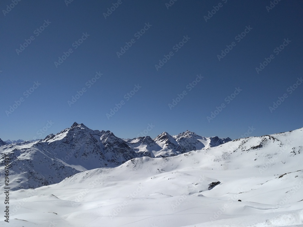 Beautiful view of the snowy Italian Alps
