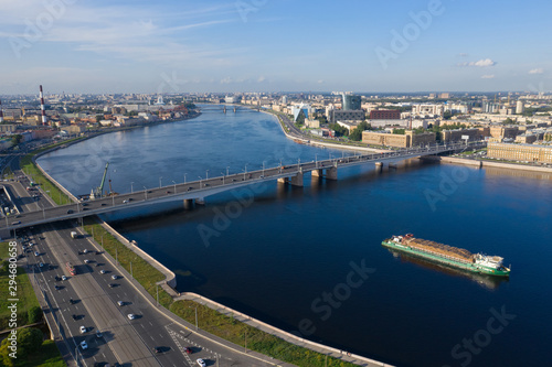 Cargo ships on the Neva in St. Petersburg. © Stanislav Samoylik