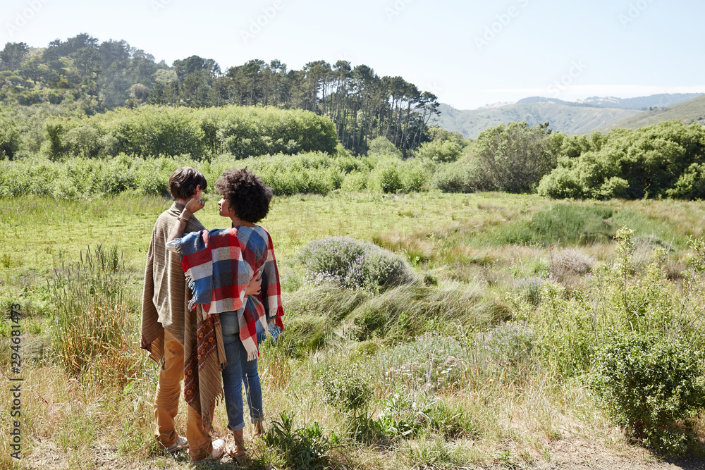 Mixed race couple enjoying nature Mixed race couple enjoying nature