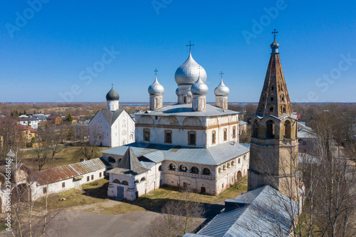 Aerial view Znamensky Cathedral in Veliky Novgorod, Russia