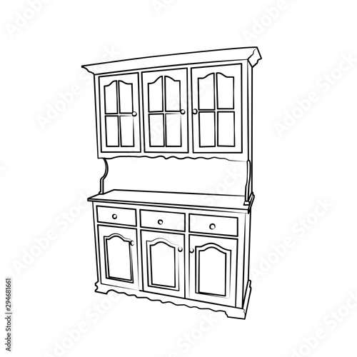 buffet furniture contour vector illustration