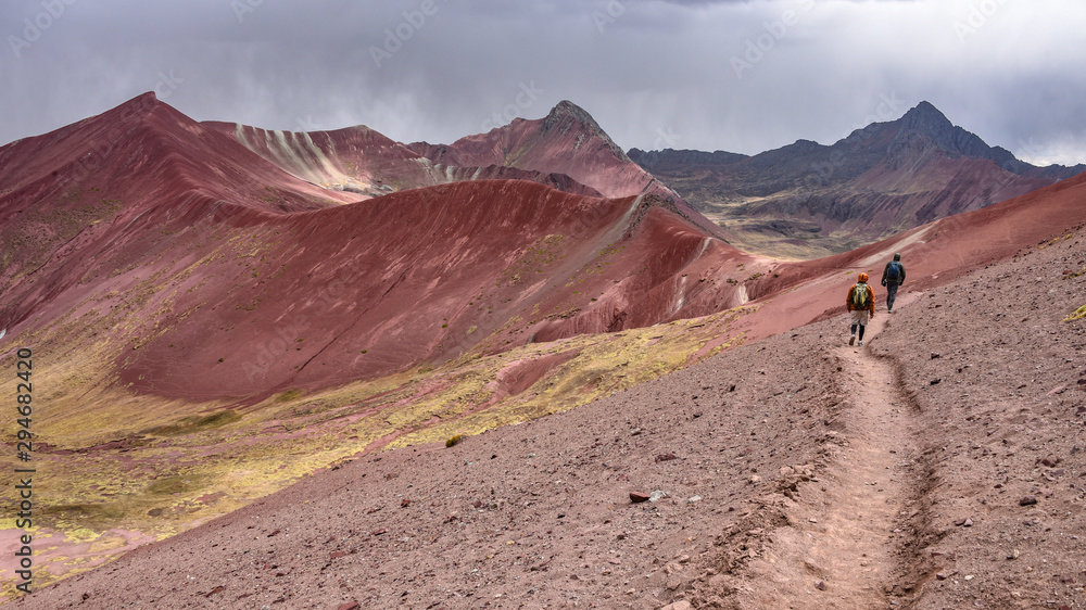 Colourful rock formations in the mineral-rich mountains of Red Valley. Cordillera Vilcanota, Cusco, Peru