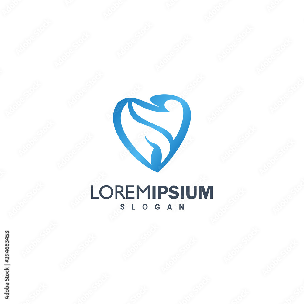 colorful love dental logo design illustration