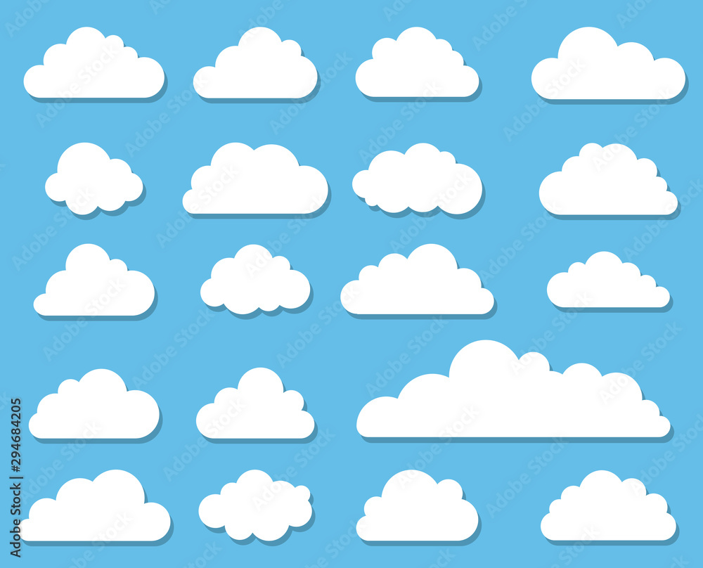 Cloud icon. Set of clouds in a flat style. Vector graphics