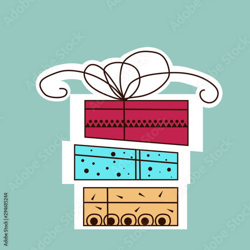 Gift box with ribbon. Gift vector graphics. Red box. Christmas gift.