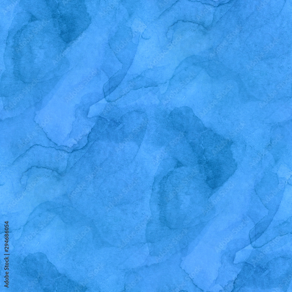 Seamless pattern abstract background blot blue smoke, stone. Hand drawn watercolor.