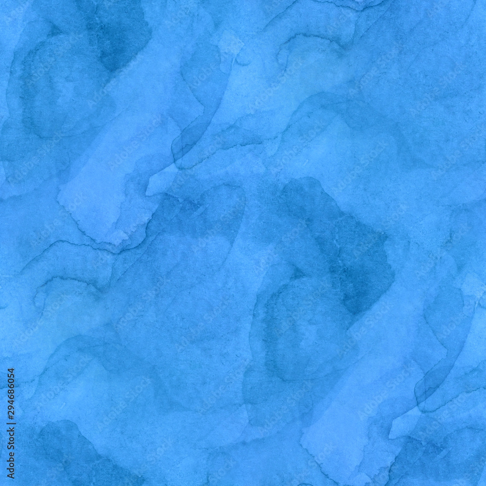 Naklejka premium Seamless pattern abstract background blot blue smoke, stone. Hand drawn watercolor.