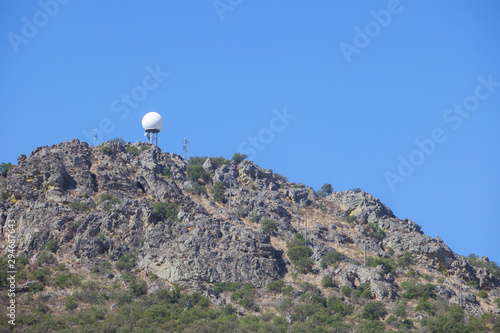 Meteorological radar on the top of Sierra de Fuentes, Spain. SPA area