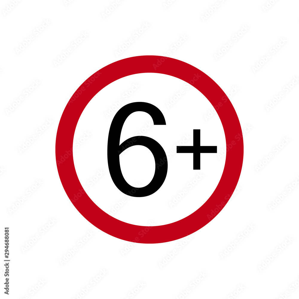 Age restriction symbol. Six plus. Abstract concept, icon. Vector illustration on white background. Age restriction symbol. Six plus. Abstract concept, icon. Vector illustration on white background.