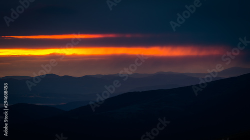 Fototapeta Naklejka Na Ścianę i Meble -  Splendis sunrise in the mountains. Bieszczady Mountains. Poland