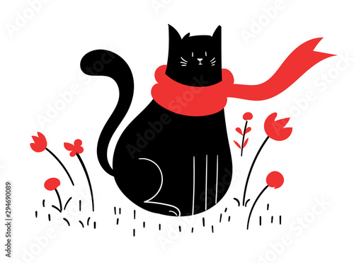 Canvas Print Cute, happy cat figure
