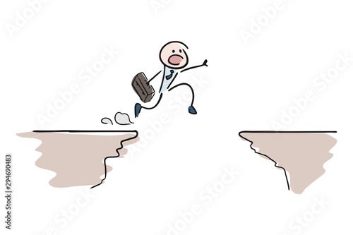 businessman jumping off a cliff