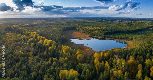 Wallpaper Mural Latvian autumn nature. View from the top. Kangari lake in forest. Torontodigital.ca